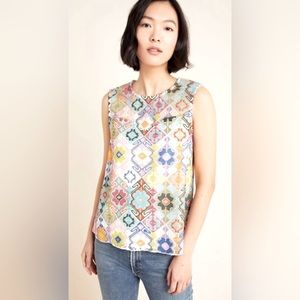 NWT ANTHROPOLOGIE EVA FRANCO SOPHIA SLEEVELESS CROSS STITCH 
EMBROIDERED TOP